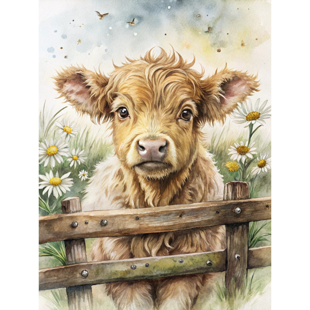 Highland Cow Scenes Fabric Panel 6