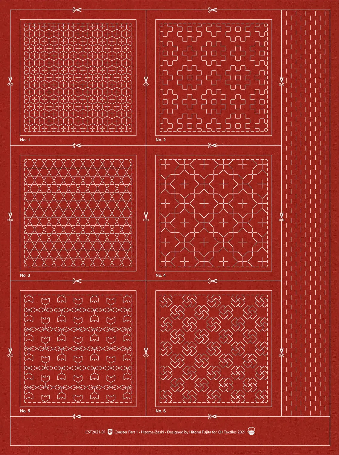 Hitome-Zashi Coaster Pattern 1 Brick - Linda's Electric Quilters