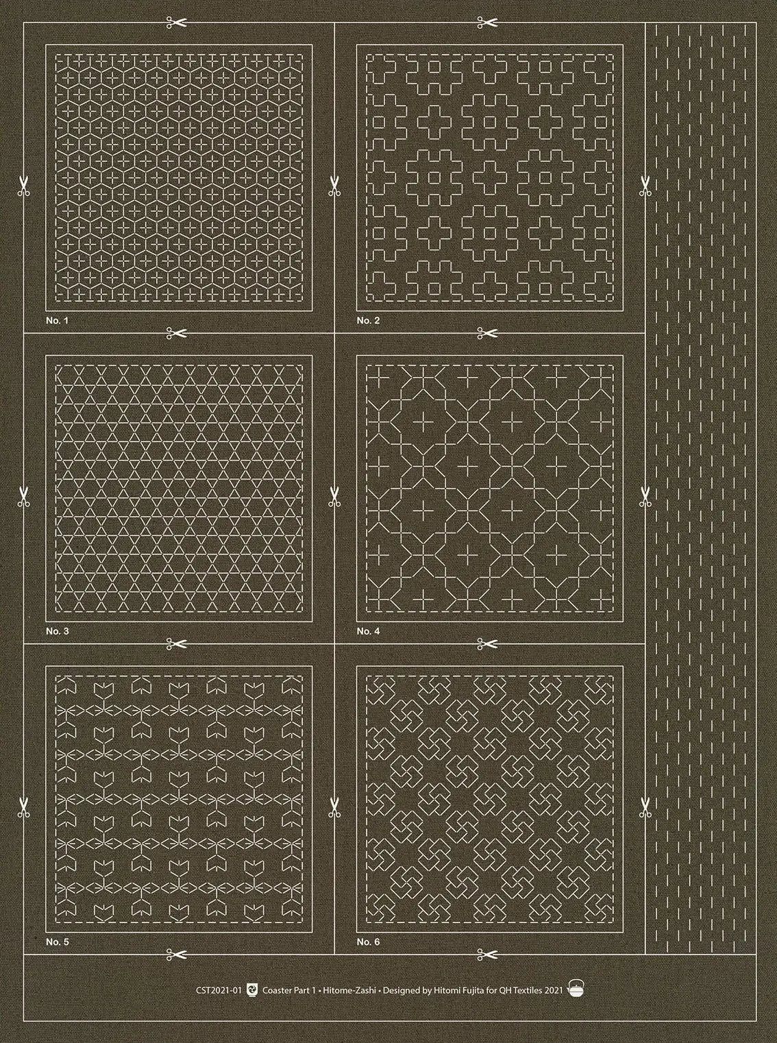 Hitome-Zashi Coaster Pattern 1 Slate - Linda's Electric Quilters