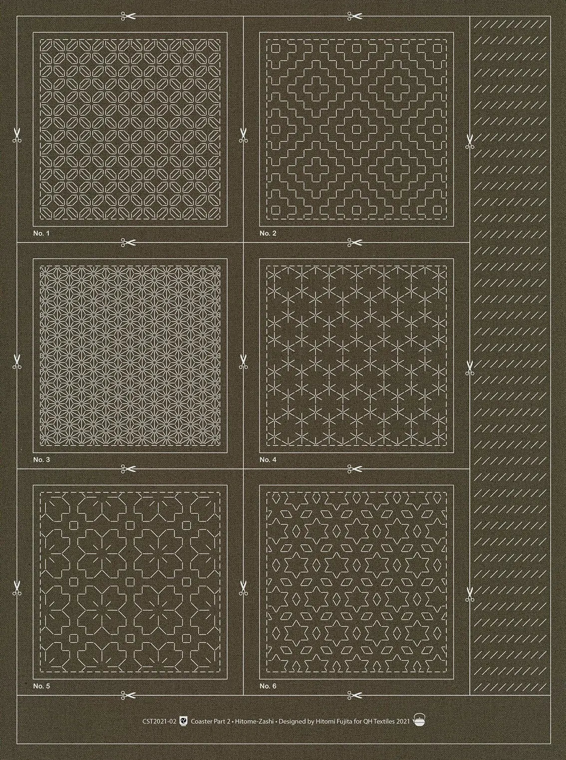 Hitome-Zashi Coaster Pattern 2 Slate - Linda's Electric Quilters