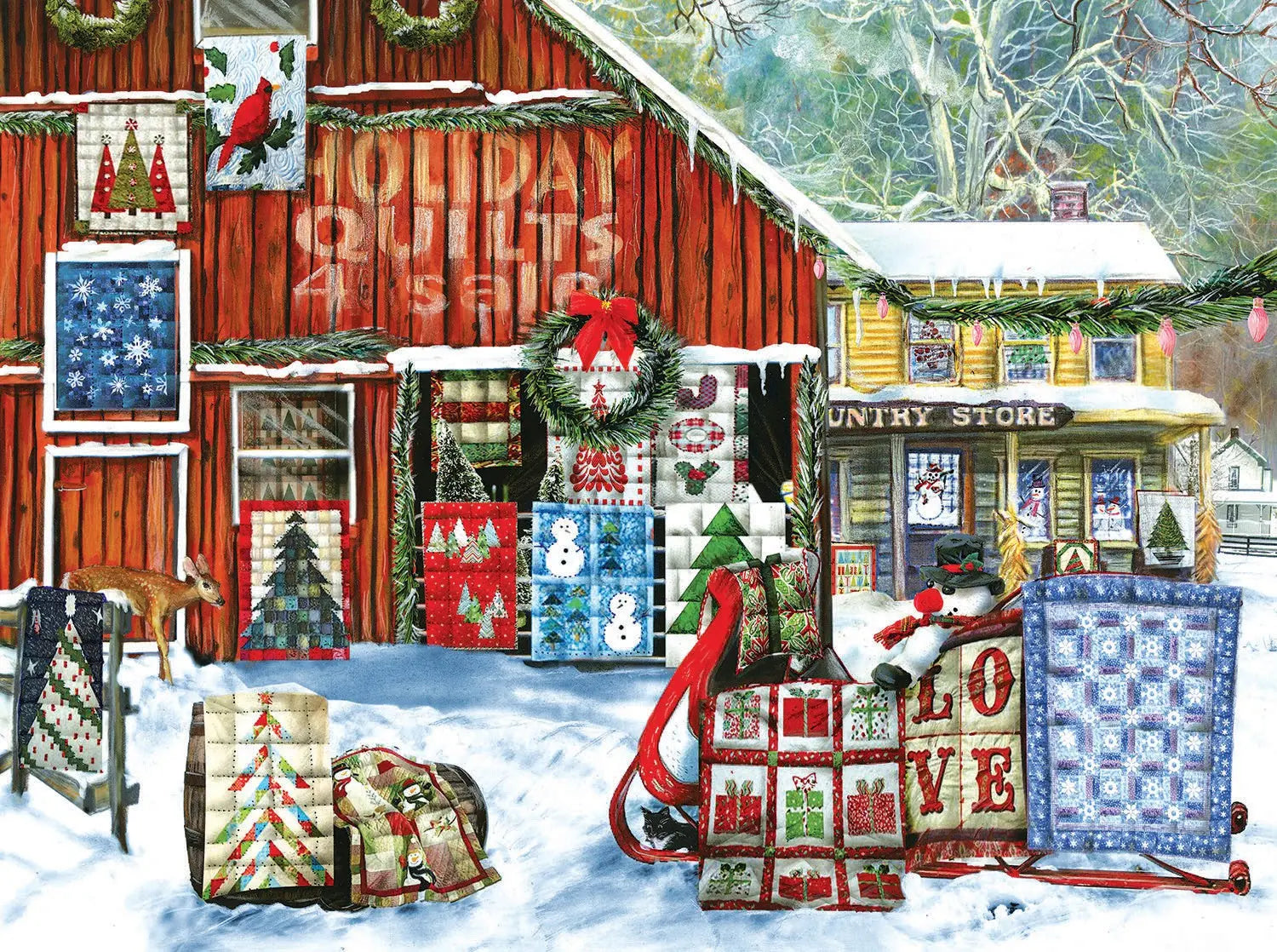 Holiday Quilts Puzzle 1000pc - Linda's Electric Quilters