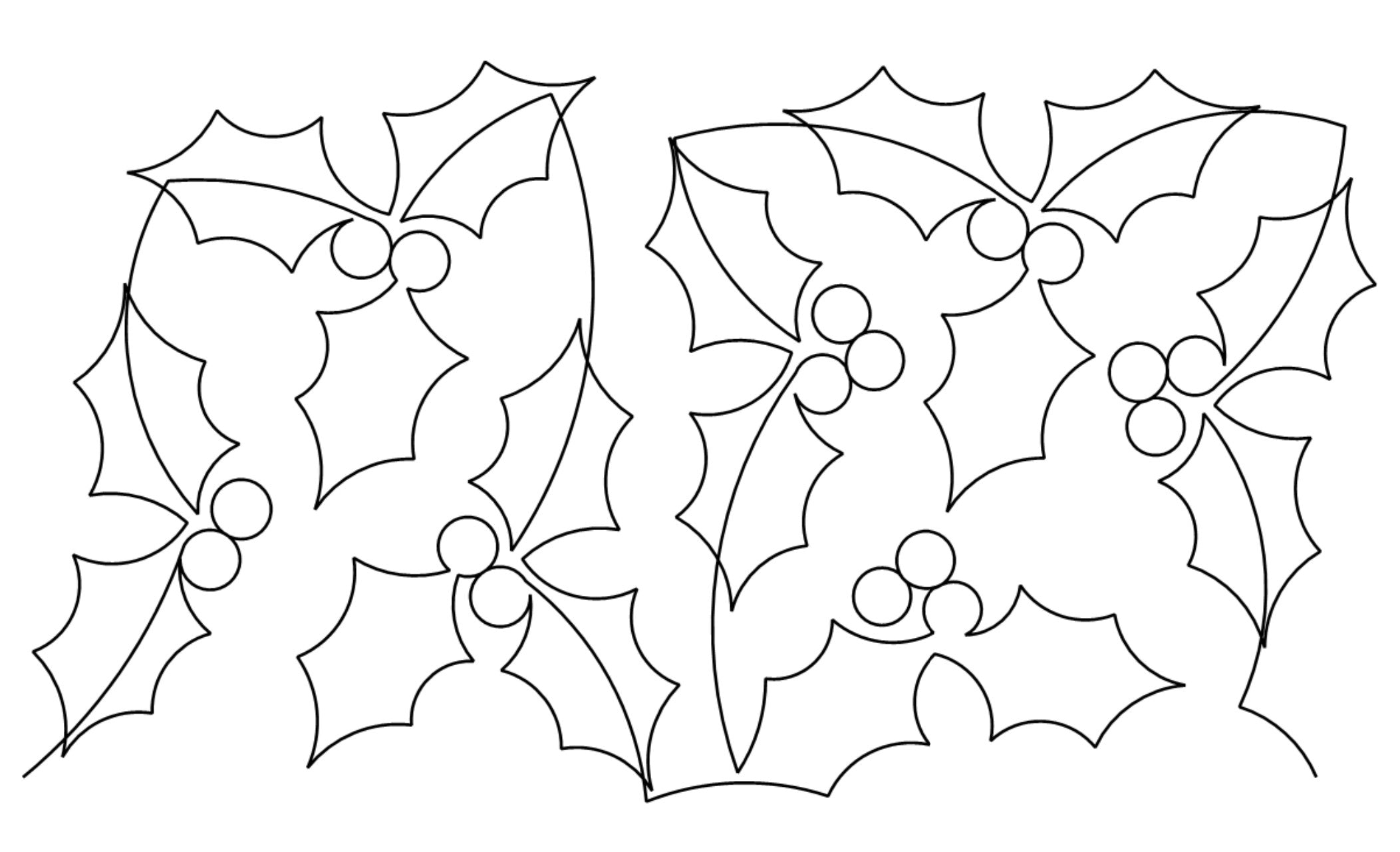 Holly Berries E2E Wildflower Quilting Digital Pantograph Close Up