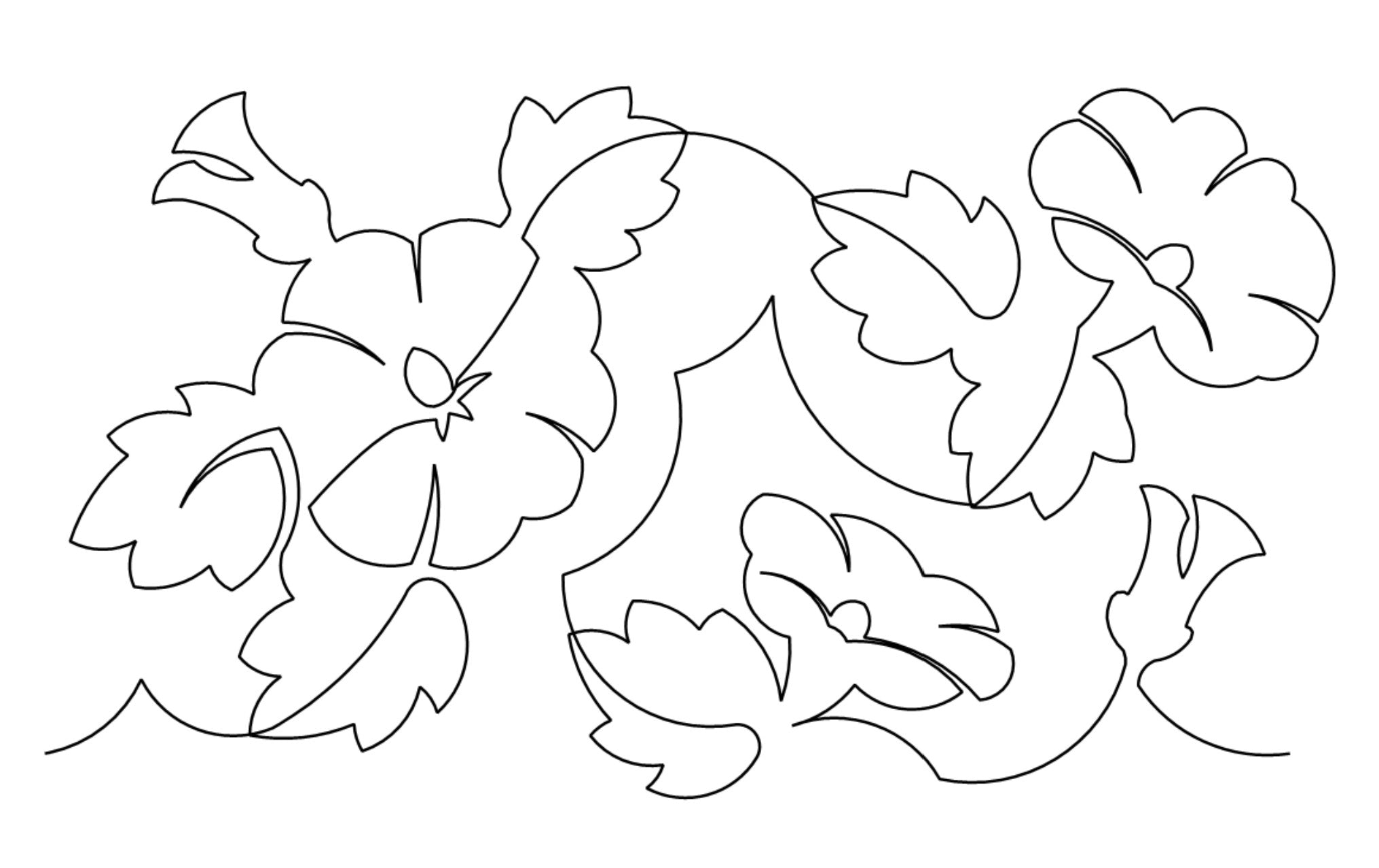 Hollyhocks E2E Wildflower Quilting Digital Pantograph Close Up