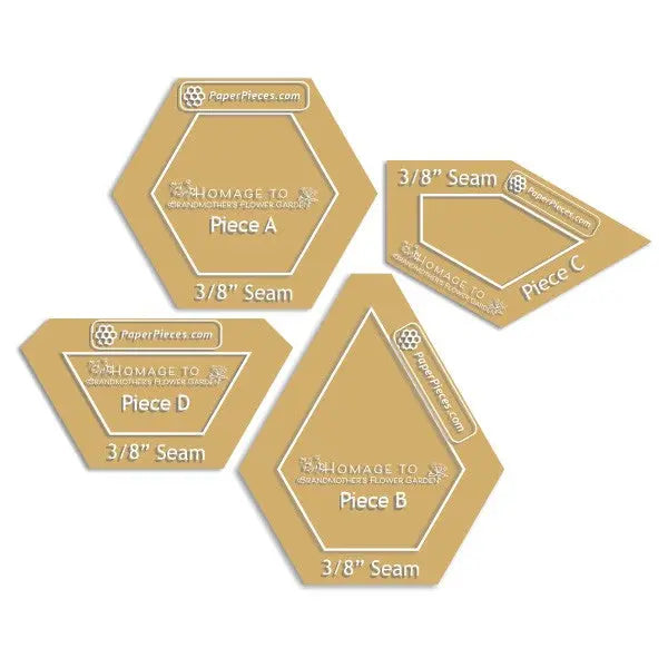 Homage to Grandmother's Flower Garden Templates with 3/8in Seams - Linda's Electric Quilters