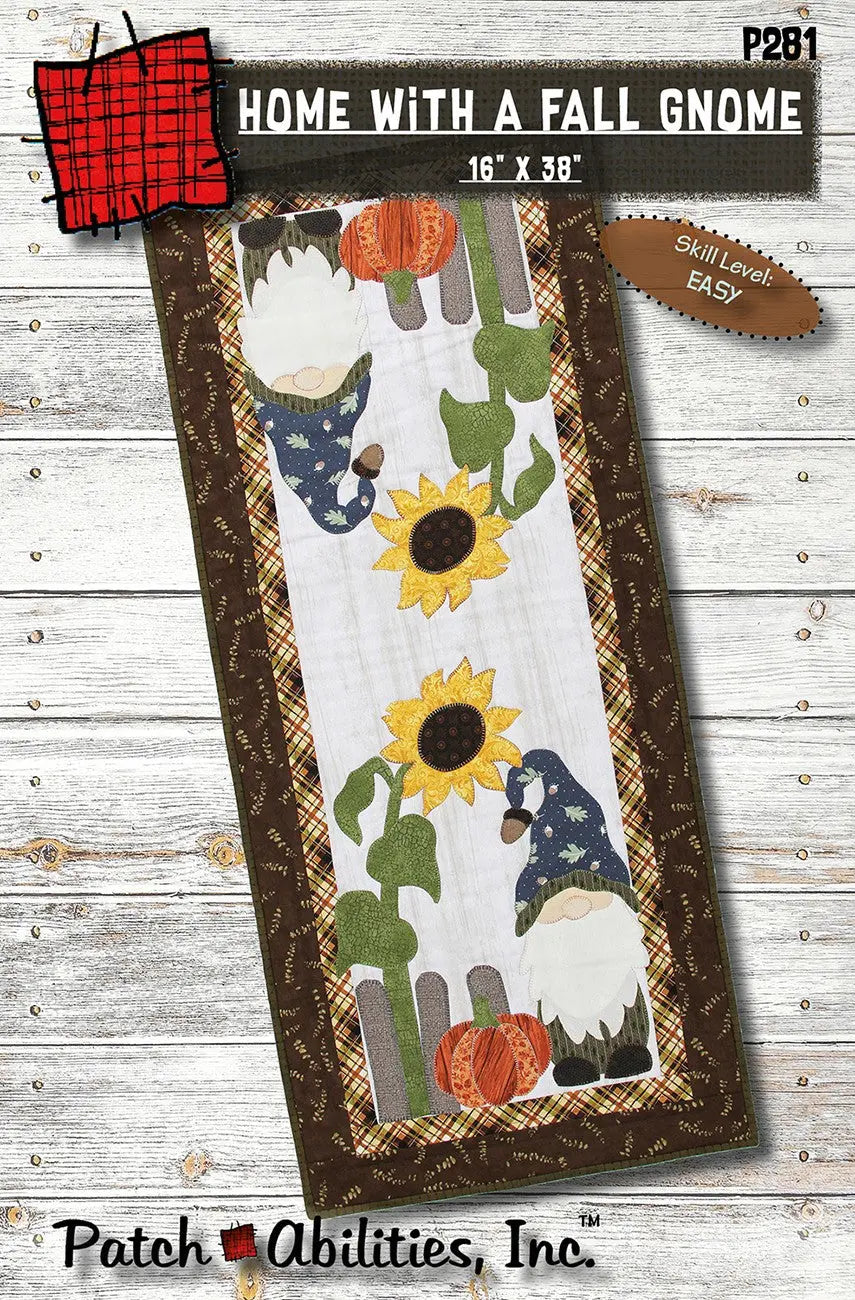 Home With a Fall Gnome Table Runner - Linda's Electric Quilters