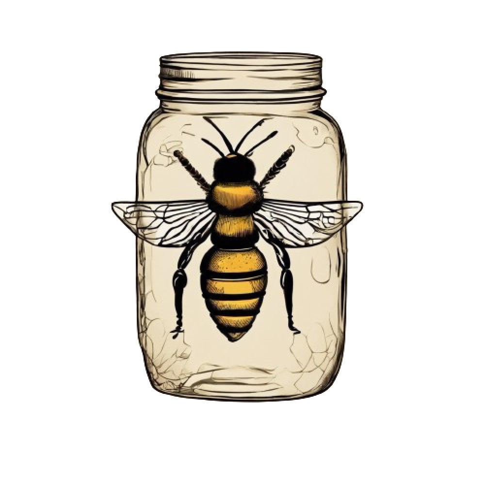 Honey Bee Jar Fabric Panel 14 QuiltingFabricPanels