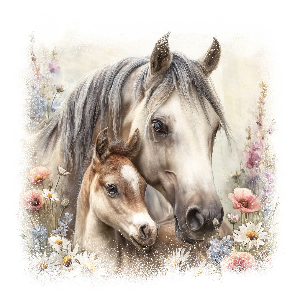 Horse in Field of Flowers Fabric Panel 17