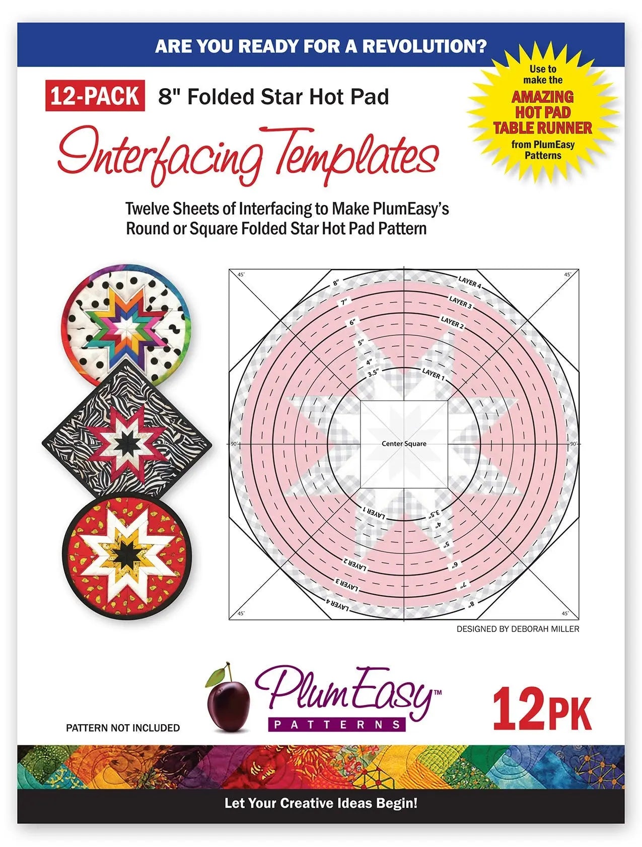 Hot Pad Interfacing Templates 12-pack - Linda's Electric Quilters