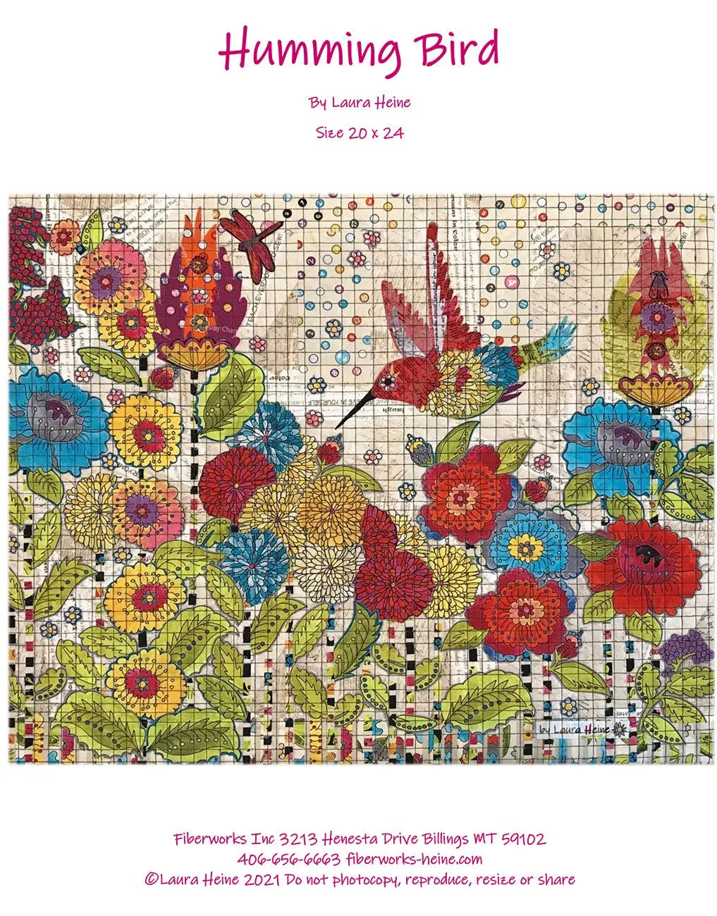 Humming Bird Collage Pattern by Laura Heine - Linda's Electric Quilters