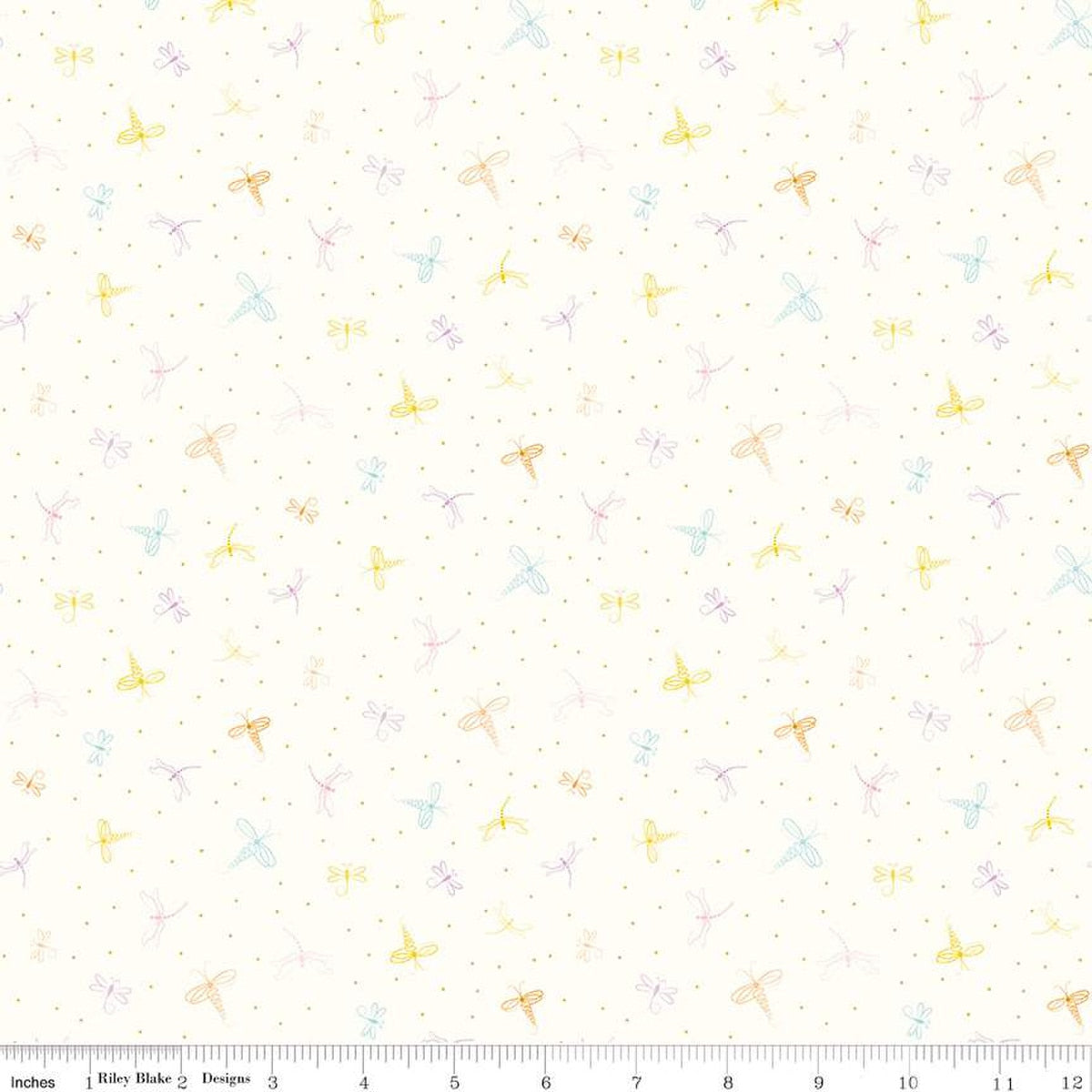 Hush Hush 5 Dashing Dragonflies Cotton 43"/44" Fabric Per Yard