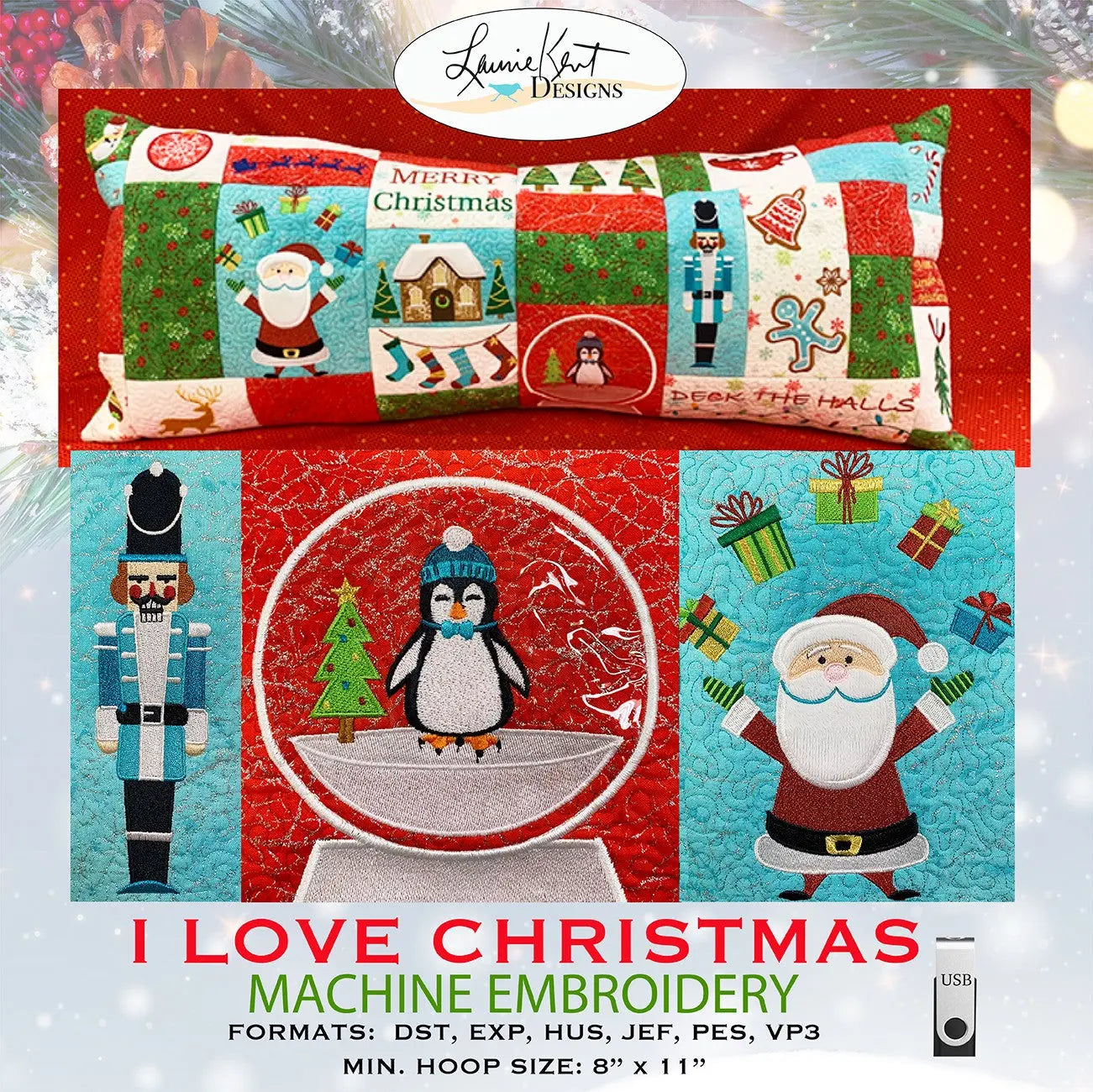 I Love Christmas Embroidery USB - Linda's Electric Quilters