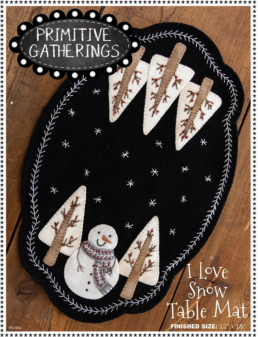 I Love Snow Table Mat - Linda's Electric Quilters