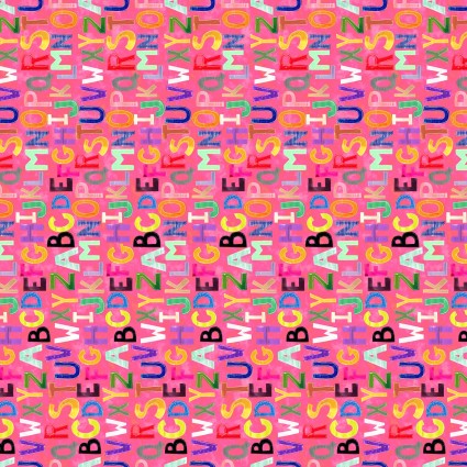 In The Beginning ABC's of Color pink alphabet kids quilting cotton fabric