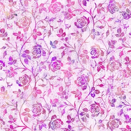 In The Beginning Fabrics Fabric Halcyon II Roses Pink Cotton 44"/45" Fabric Per Yard