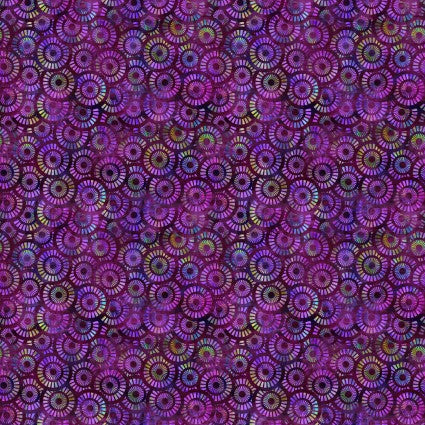 In The Beginning Fabrics Fabric Halcyon II Wheels Purple Cotton 44"/45" Fabric Per Yard