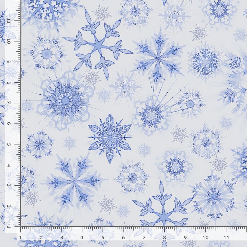 Timeless Treasures Ice glitter frost snowflakes quilting cotton