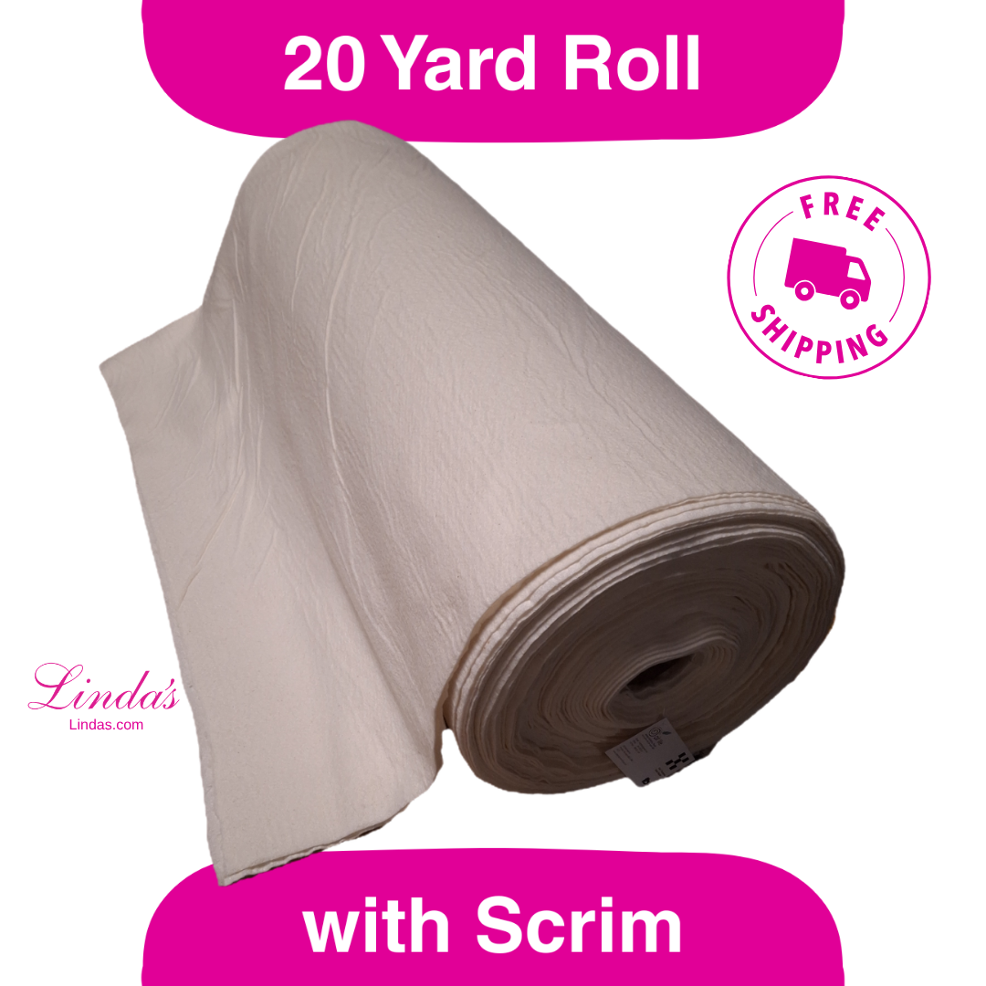 93" Wide Poly/Cotton Blend Batting with Scrim Liner, 20 yards