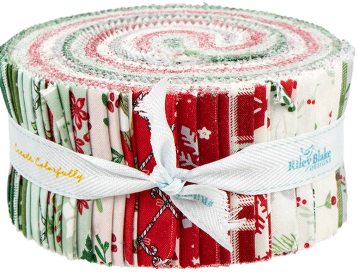 Mistletoe and Holly jelly roll precut fabric bundle by Riley Blake