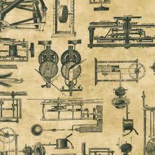 Instruments Of The Hours Natural novelty quilting fabric by Robert Kaufman