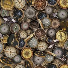 Compass Multi novelty quilting fabric by Hoffman