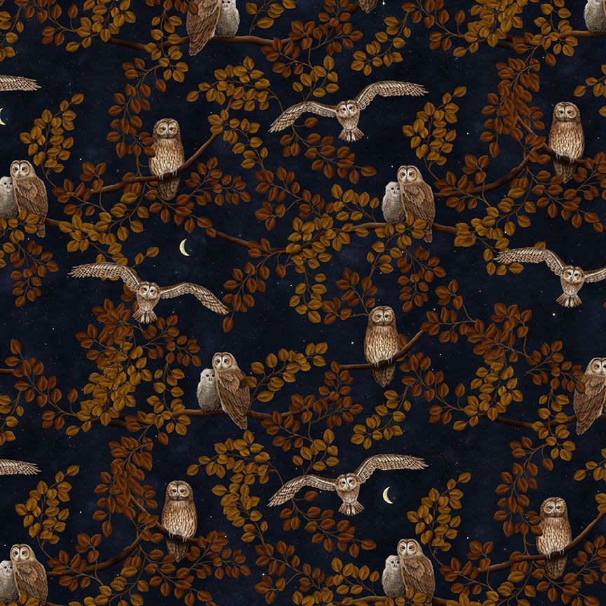 Night Night Owl Rosie novelty quilting fabric by Timeless Treasures