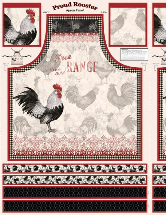 Proud Rooster apron panel quilting fabric by Wilmington Prints