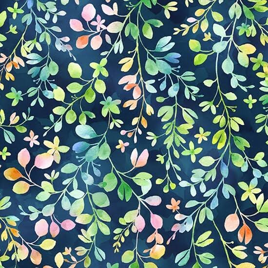 Brilliant Blooms Navy floral quilting fabric by Hoffman