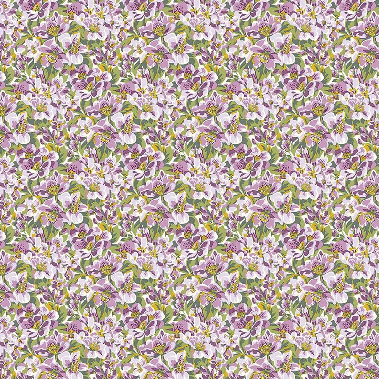 Postcard from the Highlands hillside rhododendron floral quilting fabric by Liberty Fabrics for Riley Blake