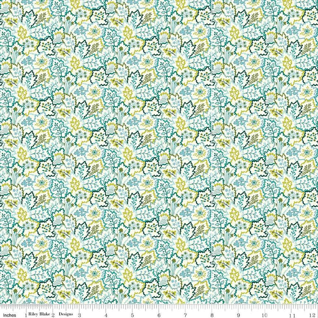 Tree of Life Canopy Greens Cascading Leaves quilting fabric by Liberty Fabrics for Riley Blake