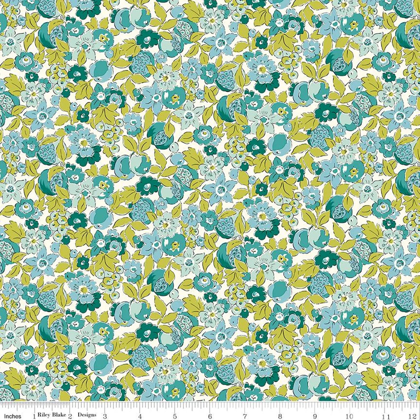 Tree of Life Canopy Greens Bountiful Fruits novelty quilting fabric by Liberty Fabrics for Riley Blake