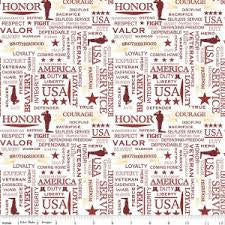 Coming Home Marines Text White patriotic quilting fabric by Riley Blake