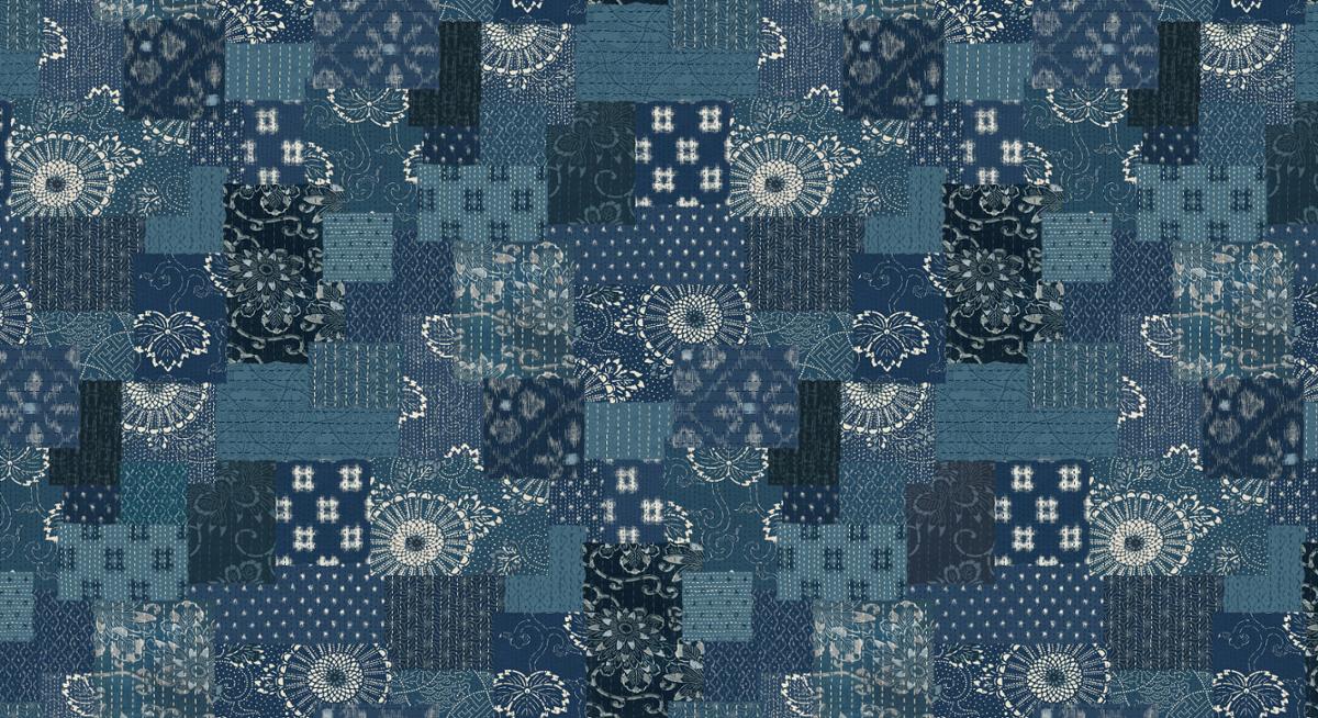 Indigo Blooming navy floral quilting fabric by Moda