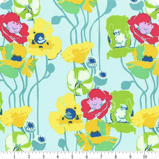 Anna Maria Overdressed Pouring Poppies Clear 45" wide fabric per yard