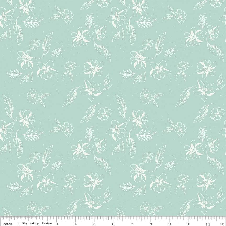 Berry Market Sketches Mint quilting fabric by Riley Blake