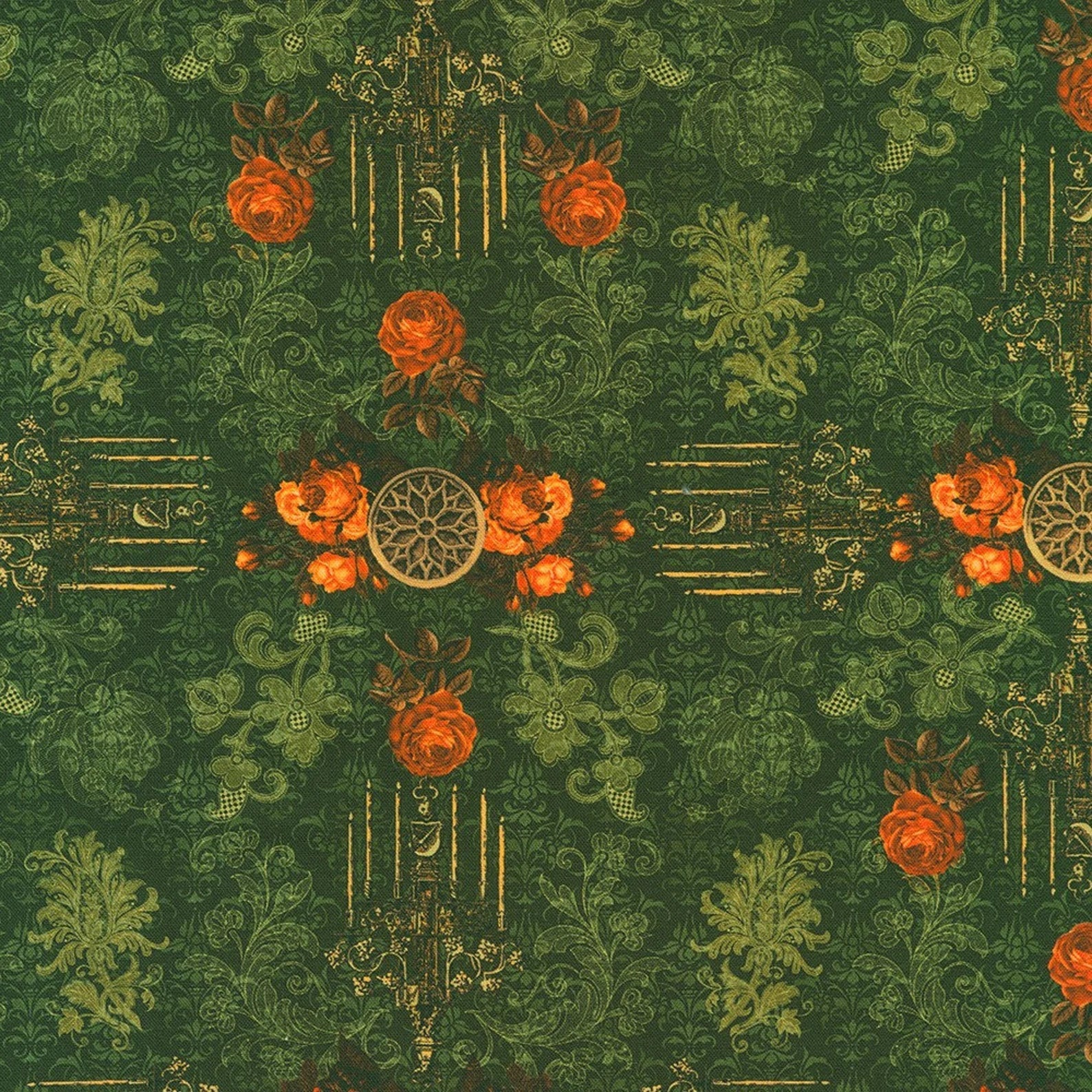 Dreadful Delights Balsam Halloween quilting fabric by Robert Kaufman