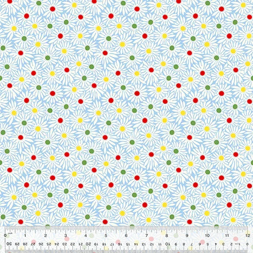 Garden Grove Daisies Multi Sky Blue floral quilting fabric by Windham Fabrics
