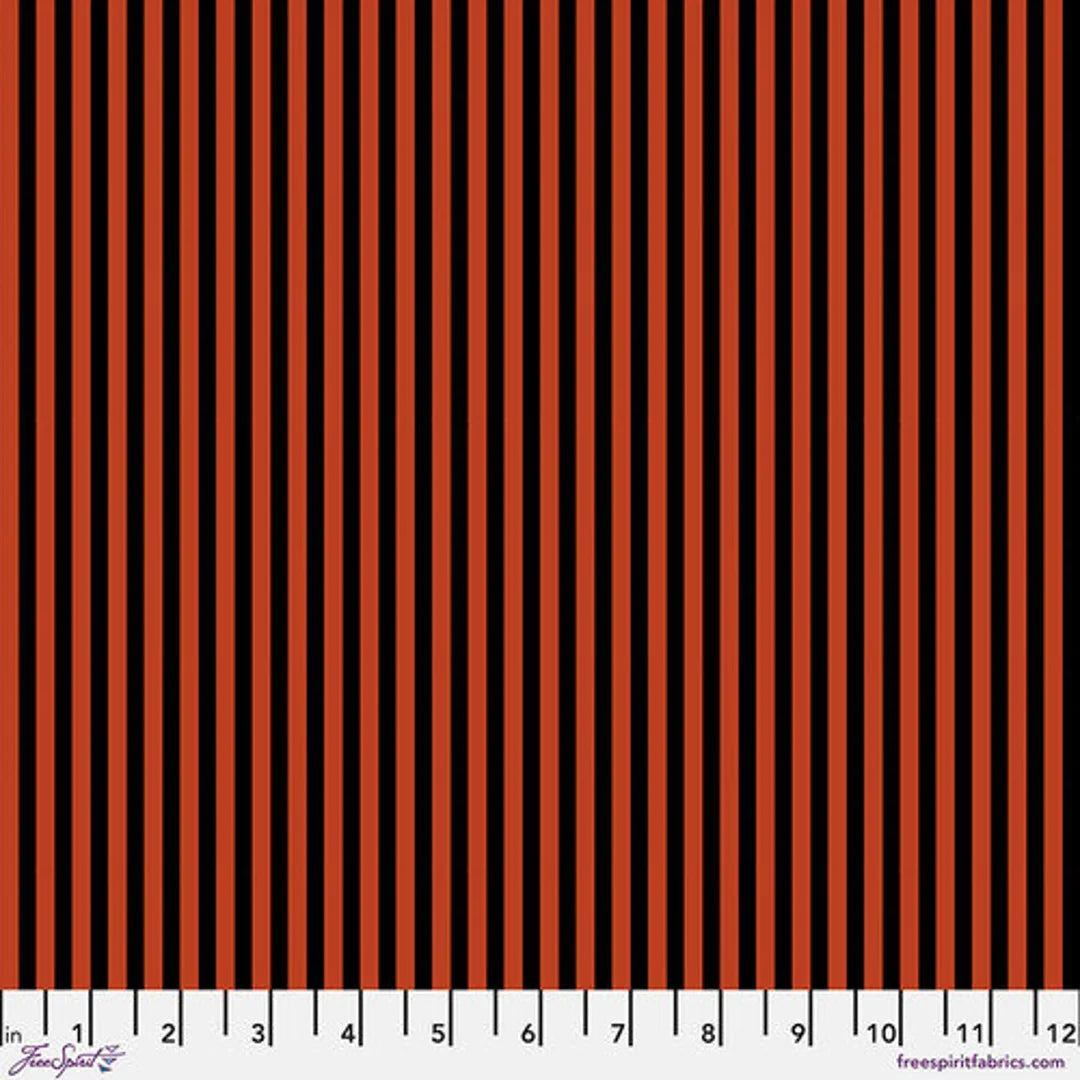 Mystic Moonlight Orange Stripe Halloween quilting fabric by Rachel Hauer for Free Spirit