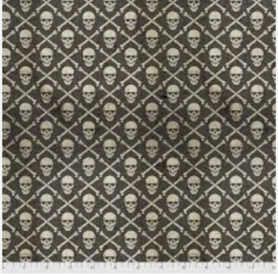 Regions Beyond Black Crossbones Halloween quilting fabric by Tim Holtz for Free Spirit
