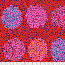 Free Spirit Kaffe Fassett Hydrangea Red quilting fabric