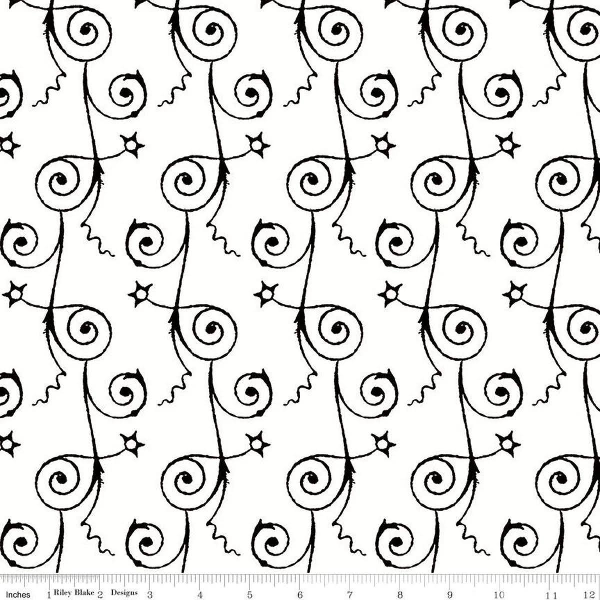 Queen of Ween Starry Night White Halloween quilting fabric by Riley Blake
