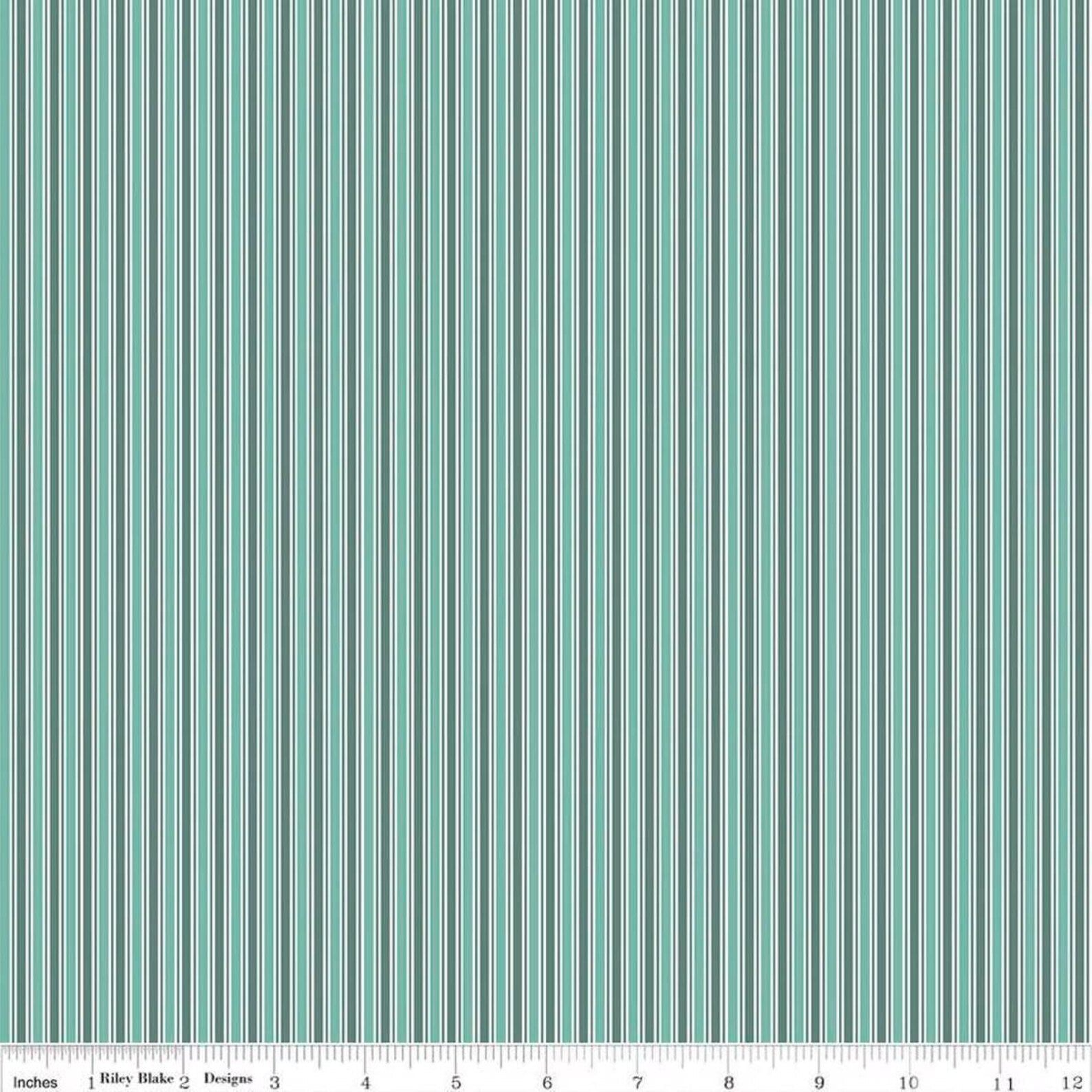 Berry Market Stripes Sea Glass quilting fabric by Riley Blake