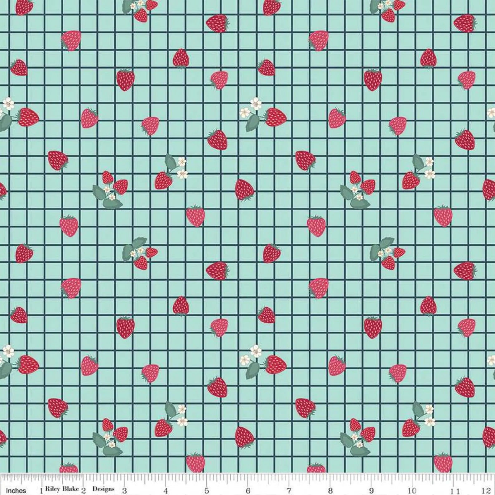 Berry Market Gingham Berries Songbird quilting fabric by Riley Blake