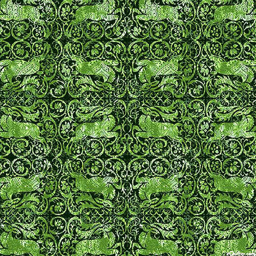 Nature's Winter Reindeer Green quilting fabric by Jason Yenter for In The Beginning