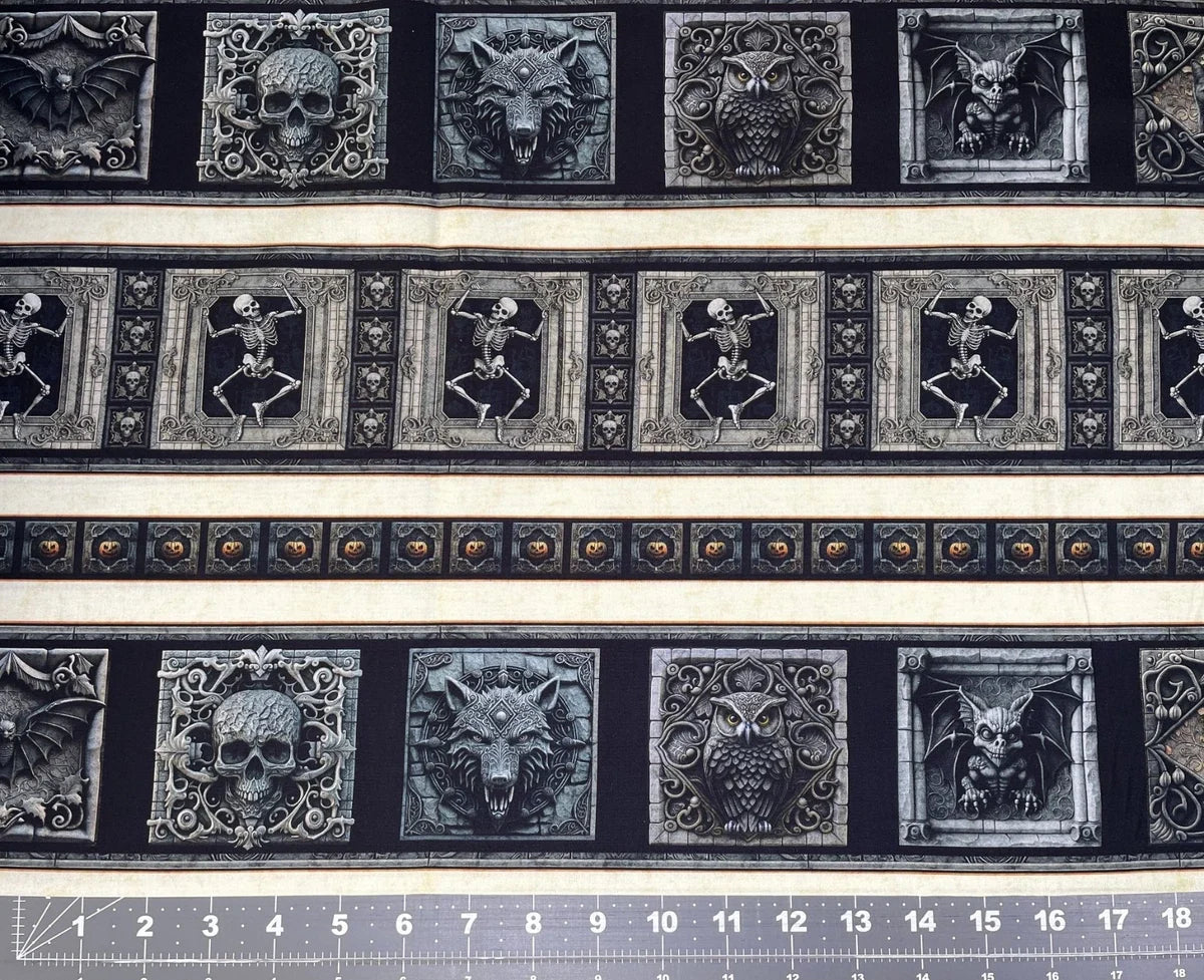 Creepsville Halloween Stripe quilting fabric detail by Quilting Treasures