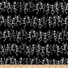 Fun Black Skeleton Halloween quilting fabric by Timeless Treasures