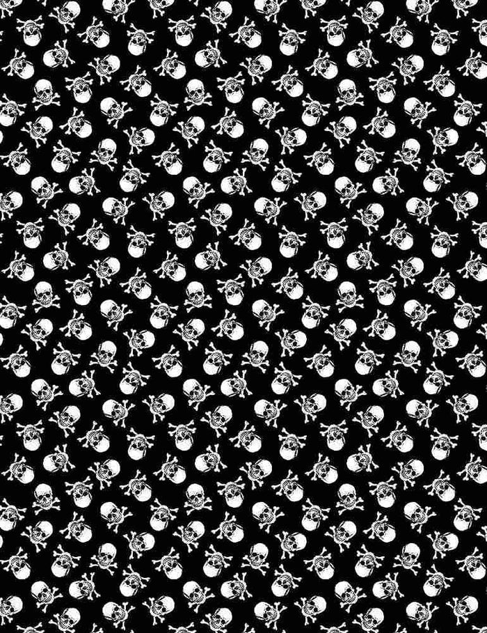 Tossed Mini Skulls Black Halloween quilting fabric by Gail Cadden for Timeless Treasures