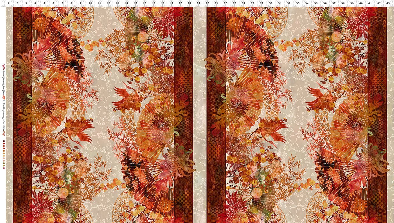 In The Beginning Fabrics Oriental Gardens quilting fabric 10OG-1