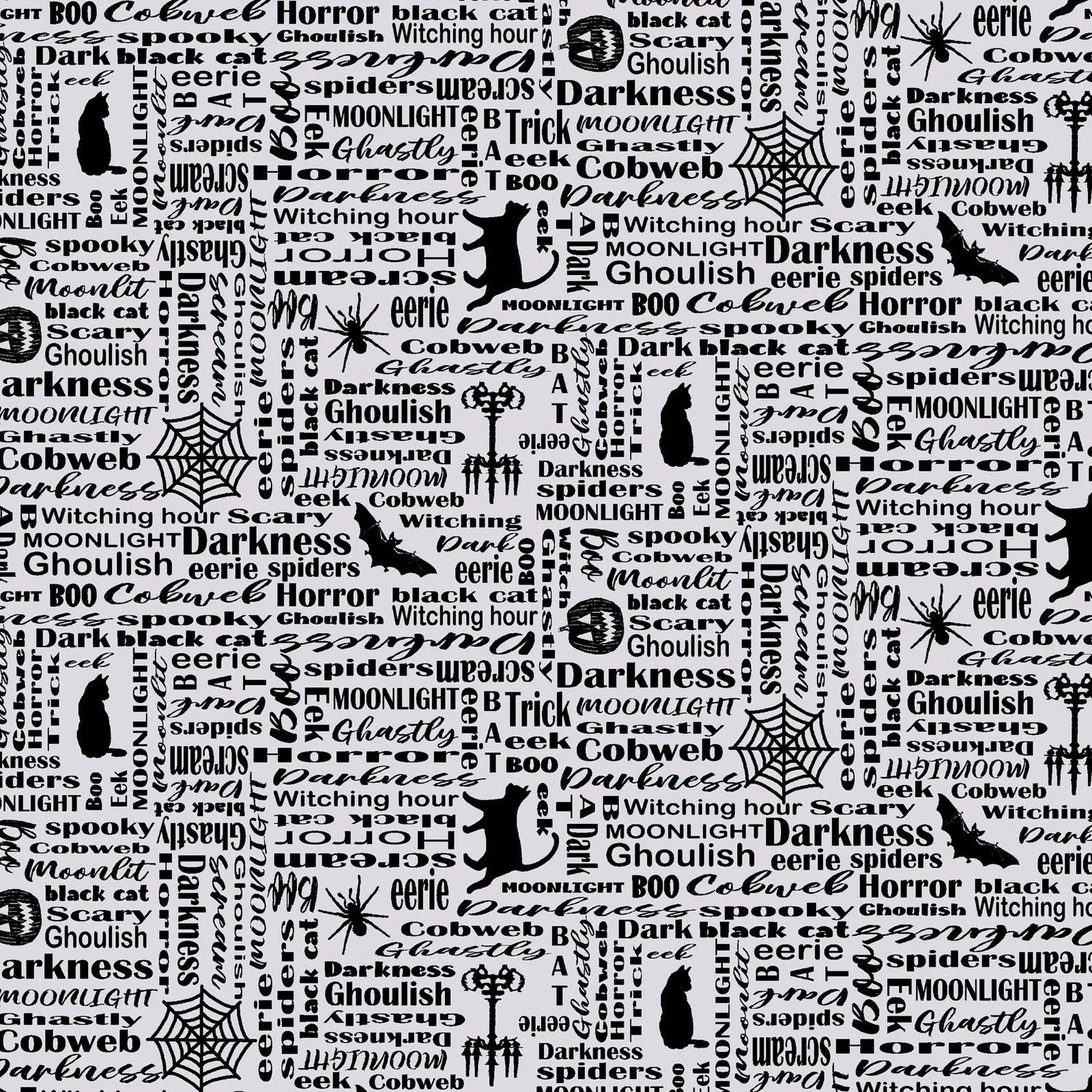 Midnight Magic Words Halloween quilting fabric by Grace Popp for Studio E