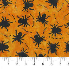 Midnight Magic Pumpkin Spiders Batik Halloween quilting fabric by Northcott Banyan Batiks