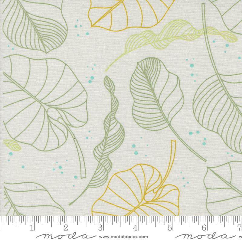 Olive You Leaves Fog Gray quilting fabric by Zen Chic for Moda